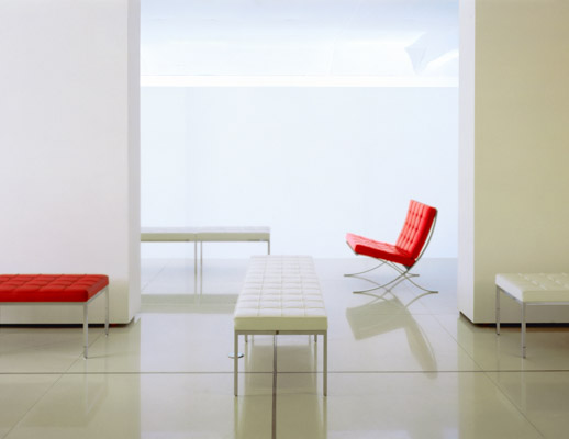 Knoll Barcelona Chair with Florence Knoll Bench